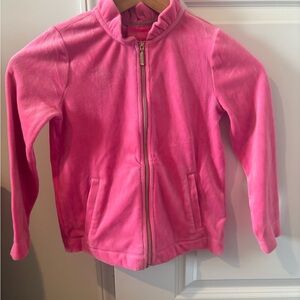Lilly Pulitzer Girls Hot Pink Zip-Front Track Jacket ruffled collar M 6/7